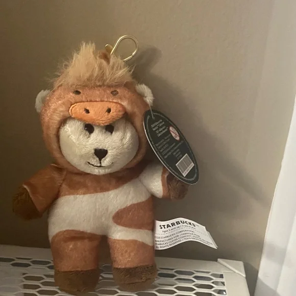 BNWT Starbucks Plush Bear in Brown and Cream Outfit Key Chain Year of the Horse - Picture 4 of 4